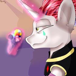 Size: 2840x2840 | Tagged: safe, artist:bladedeehunter, pony, glowing horn, high res, hisoka morow, horn, hunter x hunter, magic, ponified, solo, telekinesis