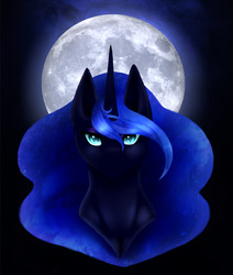 Size: 1280x1506 | Tagged: safe, artist:sagethechibi, nightmare moon, princess luna, g4, female, full moon, looking at you, moon, solo