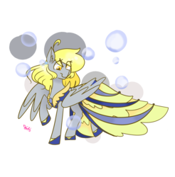 Size: 1024x1041 | Tagged: safe, artist:cubbybatdoodles, derpy hooves, pegasus, pony, g4, clothes, dress, female, gala dress, mare, solo