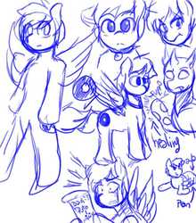 Size: 705x800 | Tagged: safe, artist:danteante, oc, oc only, oc:bizarre song, changeling, pegasus, pony, looking at you, male, sketch, solo