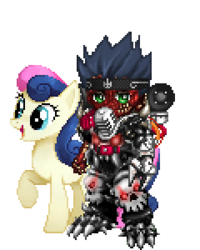 Size: 240x300 | Tagged: safe, bon bon, sweetie drops, zombie, g4, armor, demon armor, gaia online, headband, holloween, robotic arm