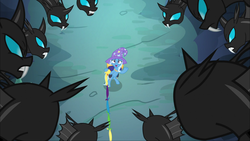 Size: 1920x1080 | Tagged: safe, screencap, trixie, changeling, pony, g4, to where and back again, bipedal