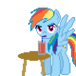 Size: 320x320 | Tagged: safe, artist:rocketsex, rainbow dash, g4, animated, drinking, female, gif, pixel art, sipping, solo, straw