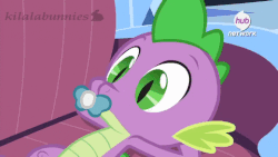 Size: 480x270 | Tagged: safe, edit, edited screencap, screencap, spike, equestria games (episode), g4, animated, baby dragon, cute, gif, hub logo, male, pacifier, pacifier edit, solo, spikabetes