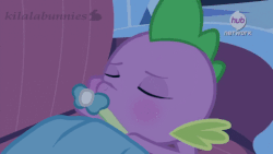Size: 480x270 | Tagged: safe, edit, edited screencap, screencap, spike, equestria games (episode), g4, animated, baby dragon, blanket, cute, gif, hub logo, male, pacifier, pacifier edit, sleeping, solo, spikabetes, sucking