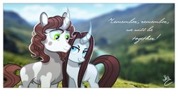 Size: 1280x658 | Tagged: safe, artist:spirit-alu, oc, oc only, oc:spirit-alu, pony, unicorn, happy, looking at each other