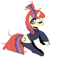 Size: 4704x4360 | Tagged: safe, artist:filteredfeelings, derpibooru exclusive, moondancer, g4, absurd resolution, clothes, female, glasses, one eye closed, simple background, socks, solo, transparent background, wink