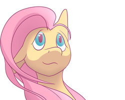 Size: 5000x4000 | Tagged: safe, artist:enteetee, fluttershy, pegasus, pony, g4, bust, female, looking away, looking up, portrait, simple background, solo, stray strand, white background, windswept mane