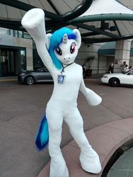Size: 370x493 | Tagged: safe, artist:ask-wub-pon3, artist:atalonthedeer, dj pon-3, vinyl scratch, human, g4, babscon, babscon 2016, clothes, costume, fursuit, irl, irl human, photo, solo
