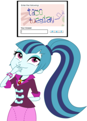 Size: 1076x1500 | Tagged: safe, sonata dusk, equestria girls, g4, captcha, clothes, cute, female, simple background, skirt, solo, taco tuesday, transparent background, vector