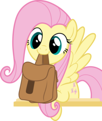 Size: 10245x12174 | Tagged: dead source, safe, artist:pink1ejack, edit, vector edit, fluttershy, pegasus, pony, g4, to where and back again, absurd resolution, cute, daaaaaaaaaaaw, female, hnnng, mare, mouth hold, saddle bag, shyabetes, simple background, smiling, solo, to saddlebags and back again, transparent background, vector, weapons-grade cute