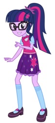 Size: 841x1866 | Tagged: safe, artist:sketchmcreations, sci-twi, twilight sparkle, equestria girls, equestria girls specials, g4, my little pony: equestria girls: twilight's sparkly sleepover surprise, adorkable, alternate clothes, bowtie, clothes, commission, cute, dork, female, glasses, looking at you, mary janes, meganekko, ponytail, shoes, simple background, skirt, smiling, socks, solo, transparent background, twiabetes, vector
