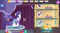 Size: 1280x720 | Tagged: safe, gameloft, screencap, rarity, pony, g4, clothes, costume, dress, mermarity, nightmare night, nightmare night costume, rarity's mermaid dress, vip