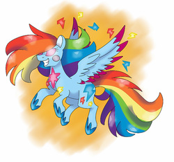 Size: 1232x1153 | Tagged: safe, artist:sweetheart-arts, rainbow dash, g4, colored wings, female, multicolored wings, pokémon, rainbow power, solo