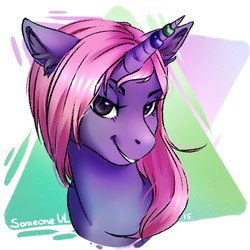 Size: 800x800 | Tagged: safe, artist:somepony-ul, pony, unicorn, avatar, female, mare, pink hair, purple, solo