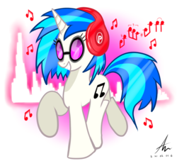 Size: 937x852 | Tagged: safe, artist:truffle shine, dj pon-3, vinyl scratch, g4, female, headphones, music, music notes, raised hoof, simple background, solo, transparent background