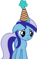 Size: 8949x14028 | Tagged: safe, artist:cyanlightning, minuette, pony, unicorn, amending fences, g4, .svg available, absurd resolution, female, hat, looking down, party hat, sad, simple background, solo, transparent background, vector