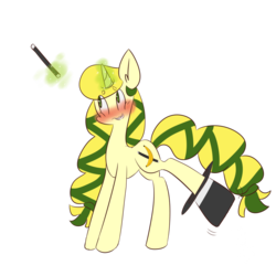 Size: 1024x1024 | Tagged: safe, artist:silverknight27, oc, oc only, oc:banana twist, hat, magic, solo, top hat