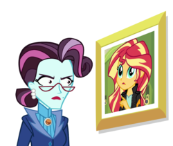 Size: 1360x1149 | Tagged: safe, principal abacus cinch, sunset shimmer, equestria girls, g4, angry, exploitable meme, faic, meme, role reversal, sunset's picture frame