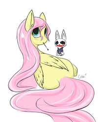 Size: 2000x2500 | Tagged: safe, artist:chapaevv, angel bunny, fluttershy, g4, clothes, costume, high res, nightmare night