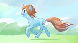 Size: 1280x707 | Tagged: safe, artist:magistra, oc, oc only, earth pony, pony, happy, running, solo