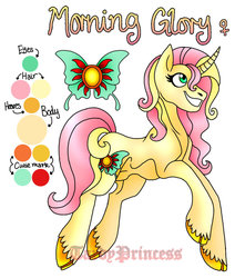 Size: 822x971 | Tagged: safe, artist:tardyprincess, oc, oc only, oc:morning glory, pony, unicorn, cloven hooves, color palette, curved horn, horn, magical lesbian spawn, offspring, parent:fluttershy, parent:sunset shimmer, parents:sunshyne, solo, unshorn fetlocks