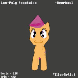 Size: 562x562 | Tagged: safe, artist:fillerartist, scootaloo, g4, 3d, 60 fps, animated, blender, cutie mark, female, gif, low poly, render, solo, the cmc's cutie marks