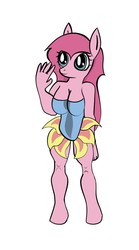 Size: 500x900 | Tagged: safe, artist:retardation magnifico, pinkie pie, earth pony, anthro, unguligrade anthro, g4, clothes, dress, female, pinkamena diane pie, redo, solo