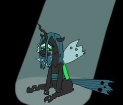 Size: 1745x1503 | Tagged: safe, artist:red-supernova64, queen chrysalis, g4, to where and back again, crying, female, sad, solo, spotlight