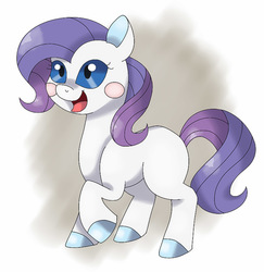 Size: 1229x1264 | Tagged: safe, artist:sweetheart-arts, rarity, g4, female, filly, missing cutie mark, missing horn, pokémon, solo