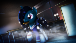 Size: 1920x1080 | Tagged: safe, artist:star-lightstarbright, oc, oc only, pony, unicorn, 3d, clothes, cookie, cute, food, mouth hold, schoolgirl, solo