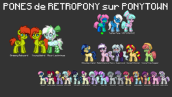 Size: 1920x1080 | Tagged: safe, bon bon, cherry jubilee, cloud kicker, coco pommel, coloratura, diamond tiara, fleur de verre, flitter, marble pie, maud pie, posey shy, sapphire joy, sassy saddles, spoiled rich, sugar belle, sugarcoat, sunset shimmer, sweetie drops, tree hugger, twilight velvet, oc, oc:azur lachrimae, oc:greeny awkward, oc:milky way, oc:young weird, oc:💚, pony, pony town, g4, female, french, mare, pone