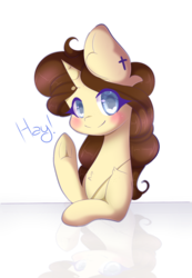 Size: 1029x1485 | Tagged: safe, artist:clefficia, oc, oc only, pony, unicorn, blushing, reflection, simple background, solo, transparent background, underhoof