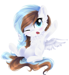 Size: 1750x1900 | Tagged: safe, artist:skajcia, oc, oc only, oc:waffles, pegasus, pony, blushing, fluffy, pegasus oc, simple background, solo, transparent background, wings