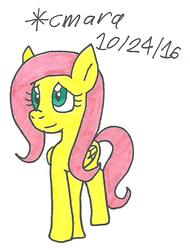 Size: 579x760 | Tagged: safe, artist:cmara, fluttershy, g4, female, solo, traditional art