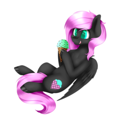 Size: 6000x6000 | Tagged: safe, artist:itsizzybel, oc, oc only, oc:cream cloud, pegasus, pony, absurd resolution, female, food, ice cream, lying down, pegasus oc, simple background, solo, transparent background, wings