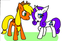 Size: 1010x661 | Tagged: safe, artist:cmara, applejack, rarity, g4, paint tool sai