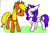 Size: 1010x661 | Tagged: safe, artist:cmara, applejack, rarity, earth pony, pony, unicorn, g4, horn, paint tool sai