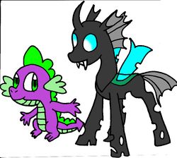 Size: 855x766 | Tagged: safe, artist:cmara, spike, thorax, changeling, g4, paint tool sai