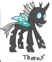 Size: 557x667 | Tagged: safe, artist:cmara, thorax, changeling, g4, male, smiling, solo, traditional art