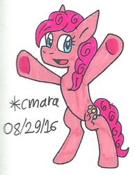 Size: 529x667 | Tagged: safe, artist:cmara, pinkie pie, earth pony, pony, g4, bipedal, female, solo, traditional art