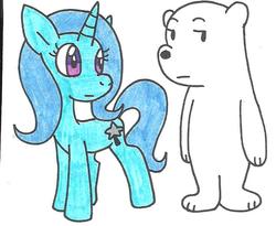 Size: 734x601 | Tagged: safe, artist:cmara, trixie, pony, unicorn, g4, crossover, female, ice bear, mare, traditional art, we bare bears