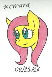 Size: 446x662 | Tagged: safe, artist:cmara, fluttershy, g4, female, solo, traditional art