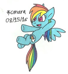 Size: 645x700 | Tagged: safe, artist:cmara, rainbow dash, g4, female, solo, traditional art