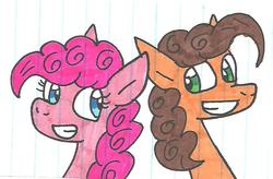 Size: 656x430 | Tagged: safe, artist:cmara, cheese sandwich, pinkie pie, g4, lined paper, traditional art