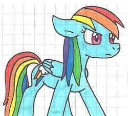 Size: 618x562 | Tagged: safe, artist:cmara, rainbow dash, g4, female, graph paper, solo, traditional art