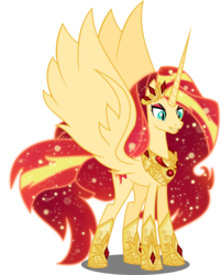 Size: 6845x8520 | Tagged: safe, artist:orin331, sunset shimmer, alicorn, pony, g4, absurd resolution, alicornified, crown, evil, female, hoof shoes, jewelry, nightmare sunset, nightmarified, race swap, regalia, shimmercorn, simple background, solo, transparent background, vector, xk-class end-of-the-world scenario