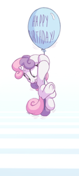 Size: 864x1920 | Tagged: safe, artist:bobdude0, sweetie belle, g4, balloon, cute, diasweetes, female, floating, hanging, scared, shaking, solo