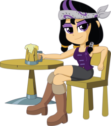 Size: 2643x3000 | Tagged: safe, artist:doctor-g, idw, cutlass (g4), equestria girls, friendship is magic #13, g4, spoiler:comic, cider, cutlass, equestria girls-ified, female, high res, looking at you, pirate, simple background, solo, transparent background