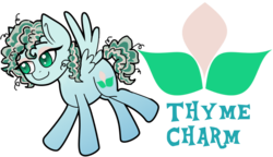 Size: 682x394 | Tagged: safe, artist:matteglaze, oc, oc only, oc:thyme charm, pegasus, pony, cutie mark, solo